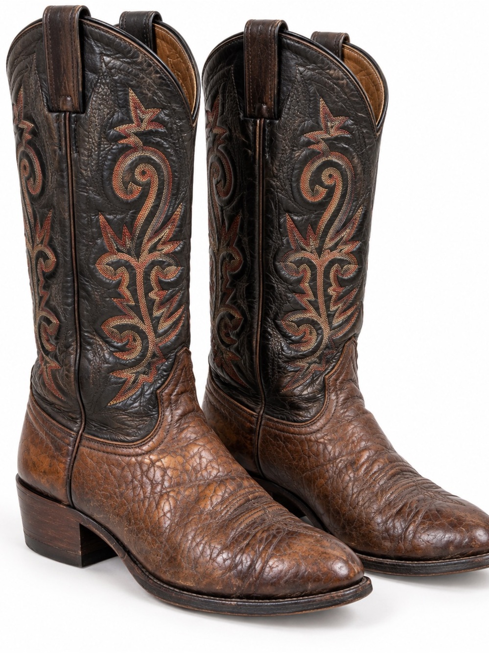 Vintage Tony Lama Cowboy Boots Men’s 9.5D Style 6442 Brown Leather USA